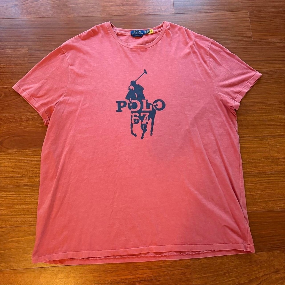 Polo Ralph Lauren Polo 67 Big Pony Single Stitch T-Shirt XXL Faded Red